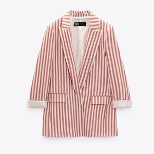 Zara Striped Pocketed Blazer - Size M